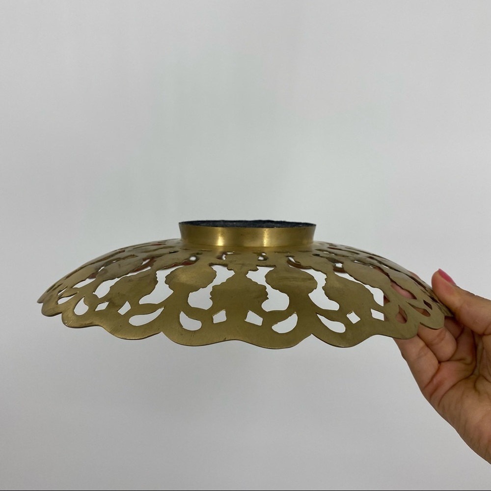 Vintage Brass Painted Engraved Ornamental Decor Dish - Picture 3 of 8